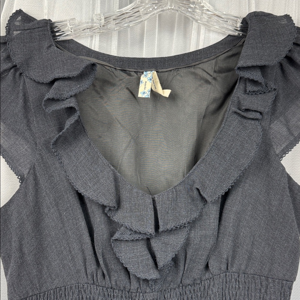 Maeve Anthropologie Gray Ruffle Cap Sleeve Wool Blend Pockets‎ Dress Womens Sz 2 - Picture 11 of 14